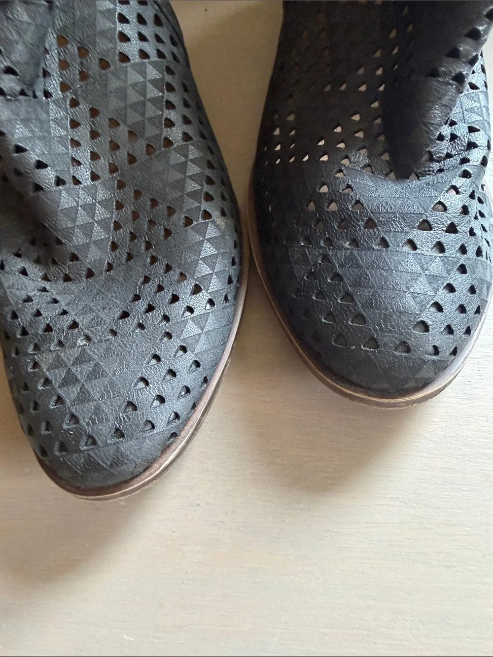 lucky Brand Black Perforated Women's Ankle Boots, size 7.5